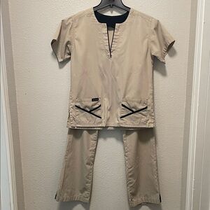 Actual Beige Scrub Set with Black Size S